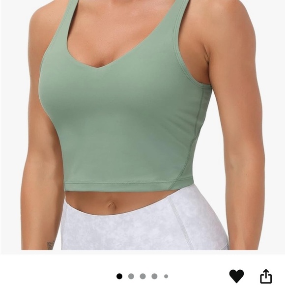 Amazon women’s cropped green tank top small with build in bra for workouts - Picture 1 of 8